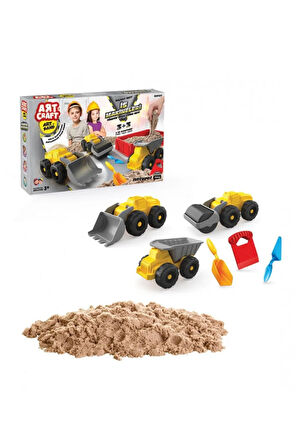 Iş Makineleri Kum Seti (750 Gr.) - Art Craft Kinetik Kum Seti - Oyun Kumu - Art Sand Kumu