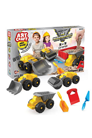 Iş Makineleri Kum Seti (750 Gr.) - Art Craft Kinetik Kum Seti - Oyun Kumu - Art Sand Kumu