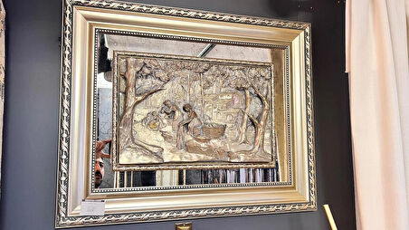 Kabartmalı Klasik Köy Hayatı Ayna Tablo