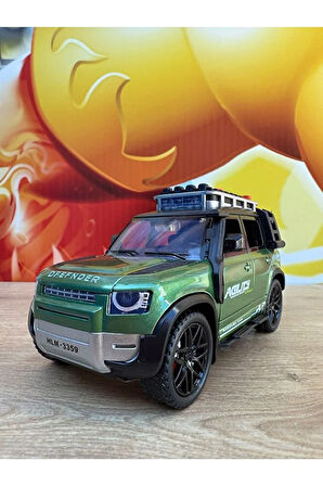 Land Rover Defender Arazi Aracı Işıklı Müzikli Lüks Jeep Defender Mdoel Araba Sürtmeli 17CM