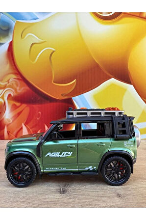 Land Rover Defender Arazi Aracı Işıklı Müzikli Lüks Jeep Defender Mdoel Araba Sürtmeli 17CM