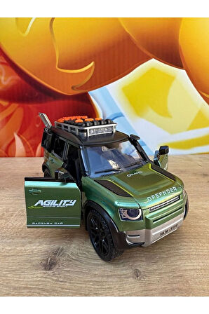 Land Rover Defender Arazi Aracı Işıklı Müzikli Lüks Jeep Defender Mdoel Araba Sürtmeli 17CM
