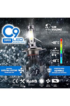 Ultra Buz Mavi LED Xenon Soğutuculu Far Ampulü 9400 Lümen 10000K H27