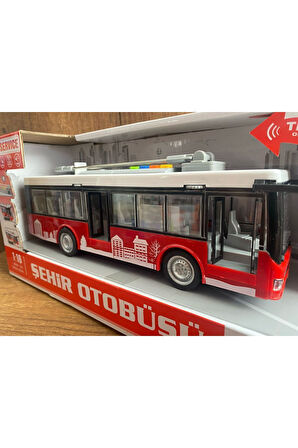 ŞEHİR OTOBÜSÜ OYUNCAK SESLİ IŞIKLI KAPILARI AÇILAN KIRMIZI ŞEHİR OTOBÜSÜ YOLCU OTOBÜSÜ KIRILMAZ