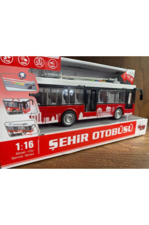 ŞEHİR OTOBÜSÜ OYUNCAK SESLİ IŞIKLI KAPILARI AÇILAN KIRMIZI ŞEHİR OTOBÜSÜ YOLCU OTOBÜSÜ KIRILMAZ