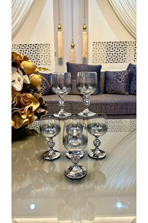 Bohemıa Kristal Titanyum Gümüş Renk Kahve Yanı Su Bardağı 150 Cc