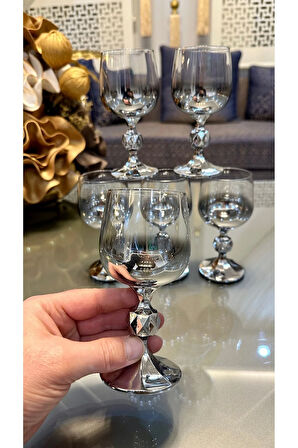 Bohemıa Kristal Titanyum Gümüş Renk Kahve Yanı Su Bardağı 150 Cc