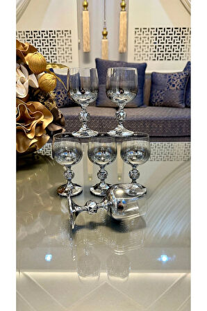 Bohemıa Kristal Titanyum Gümüş Renk Kahve Yanı Su Bardağı 150 Cc