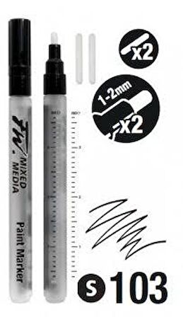 Daler Rowney FW Mix Paint Markers Seti S Yan Kesik Uç 1-3mm 2li Set