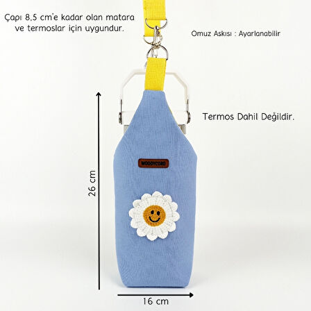 Woodycord El Yapımı U Model Çiçek Güleryüz Matara Termos Kılıfı  iceflow 0,89