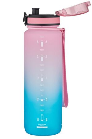 Uzspace Tritan Su Matarası 1000Ml VGN3038 Pembe Turkuaz