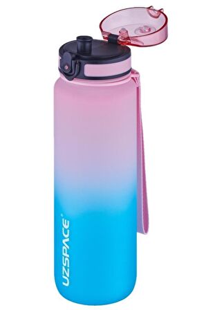 Uzspace Tritan Su Matarası 1000Ml VGN3038 Pembe Turkuaz