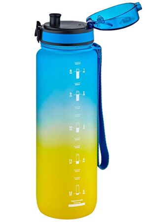 Uzspace Tritan Su Matarası 1000Ml VGN3038 Mavi Sarı