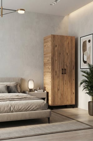 Reyo Falez Çok Amaçlı 2 Kapaklı 8 Gözlü Dolap 70x45x185 cm, Kiler,Mutfak,Balkon ve Banyo Depolama Do