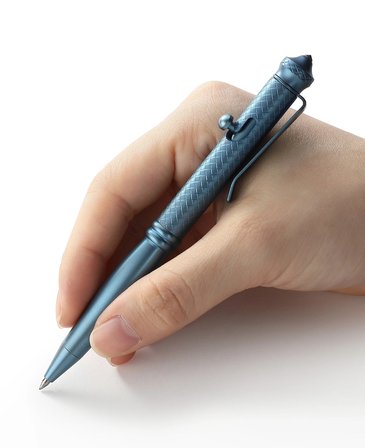 BESTECHMAN SCRIBE BM17B Mavi Titanyum Kalem, Cam Kırıcı Alet, Karabina ve Kutusu ile Birlikte