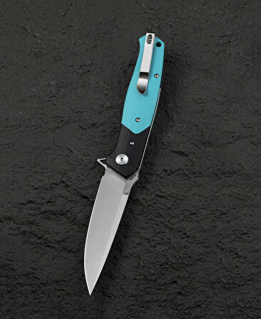 BESTECH SWORDFISH BG62F Siyah ve Açık Mavi G10 Saplı 3.94" 14C28N Çakı