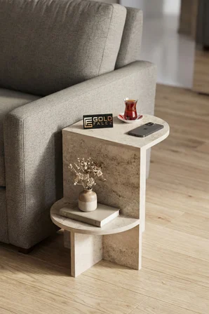 Reyo Falez Yan Sehpa Çok Amaçlı Modern Tasarım Raflı Salon Koltuk Kenarı Sehpası Setro - 6022 Traver