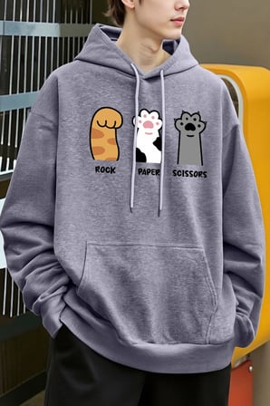 Taş Kağıt Makas Kedi Pençeleri Tasarım Erkekler Hoody Cep Rahat Kapüşonlular Moda Sonbahar Ka
