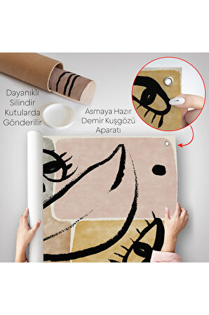 Minimalist Kadın Yüzü Duvar Örtüsü-7993