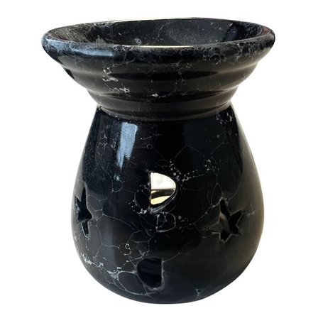 Uretti - Okay 5711 1771 Seramik Konik Buhurdanlık - Tealight ve Yağ Hediyeli - Siyah