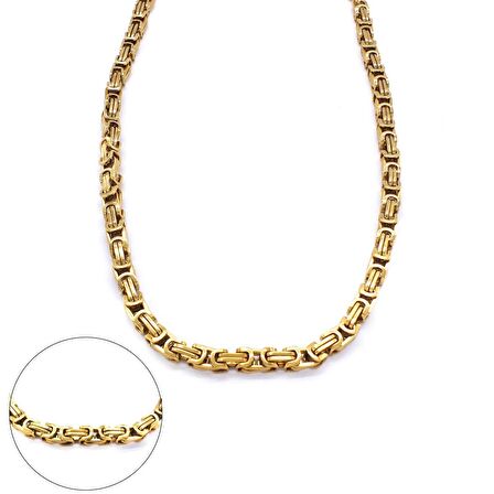 FerizZ Altın Kaplama Kral Erkek Zincir Kolye 55 cm ZN-277