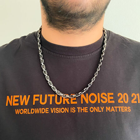 Çelik Zincir Siyah Detaylı Kral Model - ZN-269