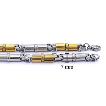 FerizZ Altın Kaplama Çift Renkli Erkek Kral Zincir Kolye ZN-299