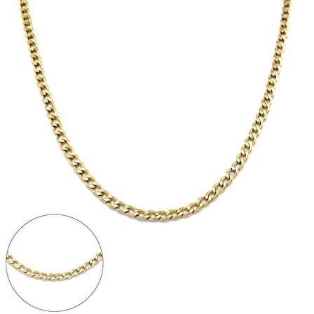 FerizZ Altın Kaplama Figaro Unisex Zincir Kolye 80 cm  ZN-260