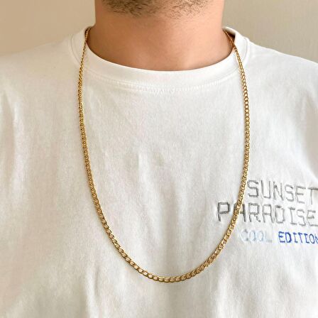 FerizZ Altın Kaplama Figaro Unisex Zincir Kolye 80 cm  ZN-260