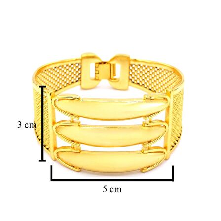 FerizZ İmitasyon Kaburga Kelepçe Altın Kaplama 3 Sıra BLZ-543