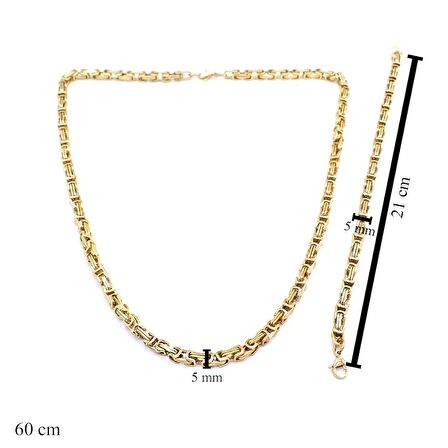 FerizZ Altın Kaplama Kral Zincir Erkek Kolye Bileklik Seti SET-158