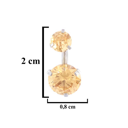 FerizZ 316L Çelik Küçük Turuncu Zirkon Taşlı Piercing PRC-213