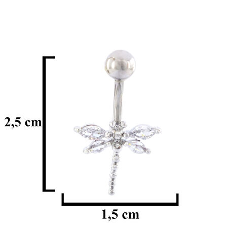 316L Çelik Yusufçuk Model Zirkon Taşlı Piercing  PRC-223