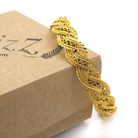 Altın Kaplama İşlemeli Örgü Bilezik BLZ-3094