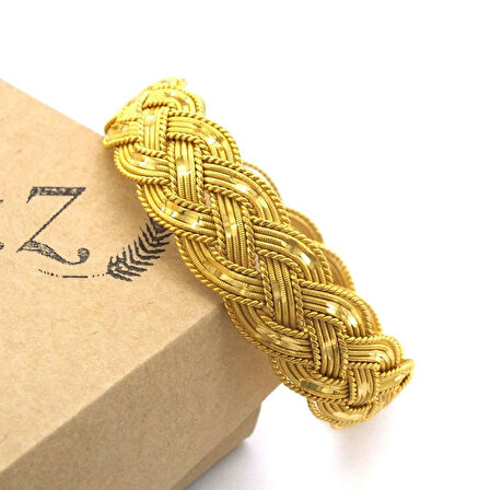 Altın Kaplama Kalın Işıltılı Örgü Bilezik BLZ-3093