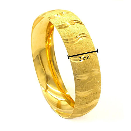 Altın Kaplama 2 cm Dalga Çizgili Bilezik BLZ-3092