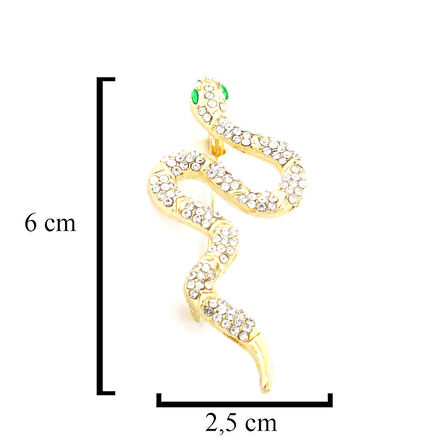 FerizZ Altın Kaplama Zirkon Taşlı Yılan Model Broş BR-110