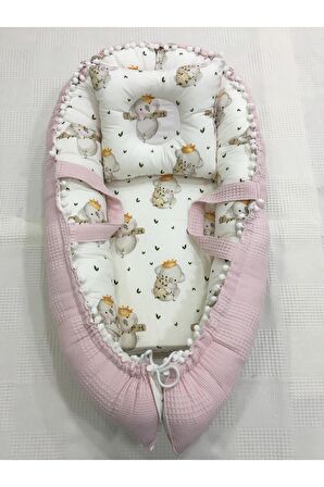 Pembe Puset Örtüsü, Puset Minderi ve Babynest 3'lü Set