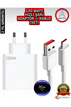 Type-c 120w (WATT) Uyumlu Turbo Şarj Aleti Adaptör Ve Kablo (SET)