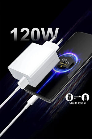 Type-c 120w (WATT) Uyumlu Turbo Şarj Aleti Adaptör Ve Kablo (SET)