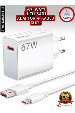 Type-c 67w (WATT) Turbo Şarj Aleti Cihazı Adaptörü Kablo (SET) %100 Turbo