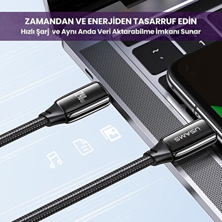 Usams US-SJ581 PD3.1 Type-C To Type-C Çinko Alaşım 240W Hızlı Şarj ve Data Kablosu 2m