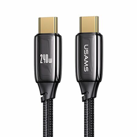 Usams US-SJ581 PD3.1 Type-C To Type-C Çinko Alaşım 240W Hızlı Şarj ve Data Kablosu 2m