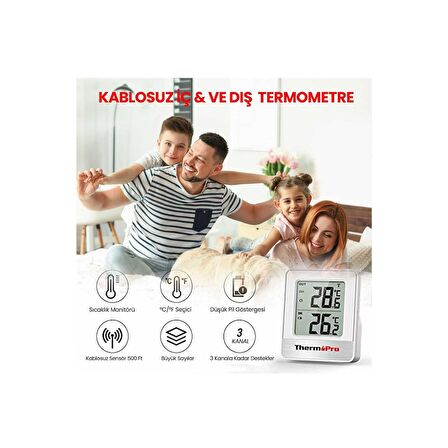 ThermoPro TP200C Wifi İç-Dış Mekan Dijital Sıcaklık Termometre