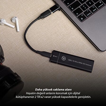 NPO DK02 NVMe M.2  USB-A/Type-C Kablolu Taşınabilir Harici SSD için Boş Kutu