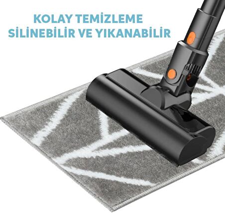 Glary Home GH39A-WGRY-GRY1 Üçgen Desen Kaydırmaz Tabanlı 1'li Merdiven Halısı - Beyaz/Gri