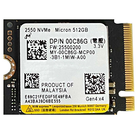 Micron 2550 512GB 22x30 M.2 NVMe SSD