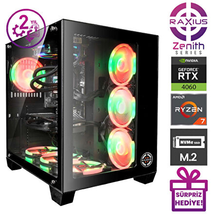 RaXius Zenith Z1 R7 4060-57X16 Ryzen7 5700X 16GB 2TBSSD RTX4060 W11P Gaming Masaüstü Bilgisayar