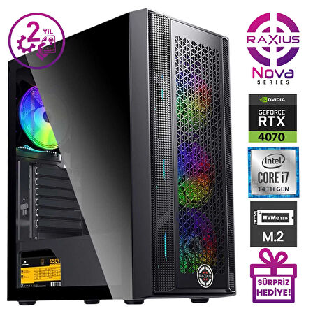 RaXius Nova G1 i7 4070-14KF002 i7-14700KF 16GB 2TBSSD RTX4070 FreeDOS Gaming Masaüstü Bilgisayar
