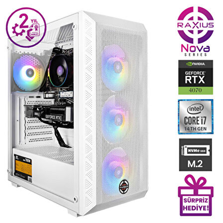 RaXius Nova G2 İ7 4070 14KF i7-14700KF 16GB 1TBSSD RTX4070 FreeDOS Gaming Masaüstü Bilgisayar